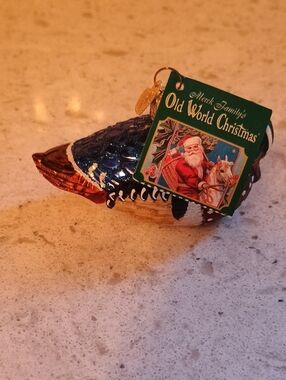 Old World  Christmas Hand-Painted Glass Wood Duck Ornament